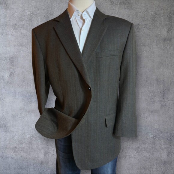 JOSEPH & FEISS Mens Blazer 50R WOOL Brown Sport Coat Two Button Jacket Suits - Picture 2 of 16